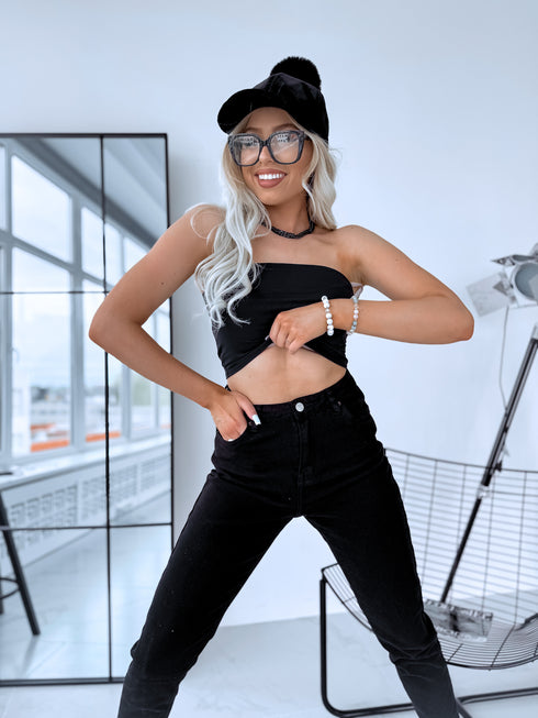 BLACK crop top "BETTY 004"